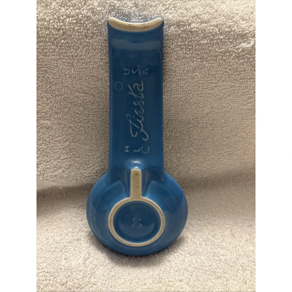 Vintage Fiestaware Collectible Peacock Kitchen  Teal Kitchy Cute Spoon Rest  USA
